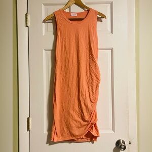 Pink Lily Peach tank dress-rusched side-size medium